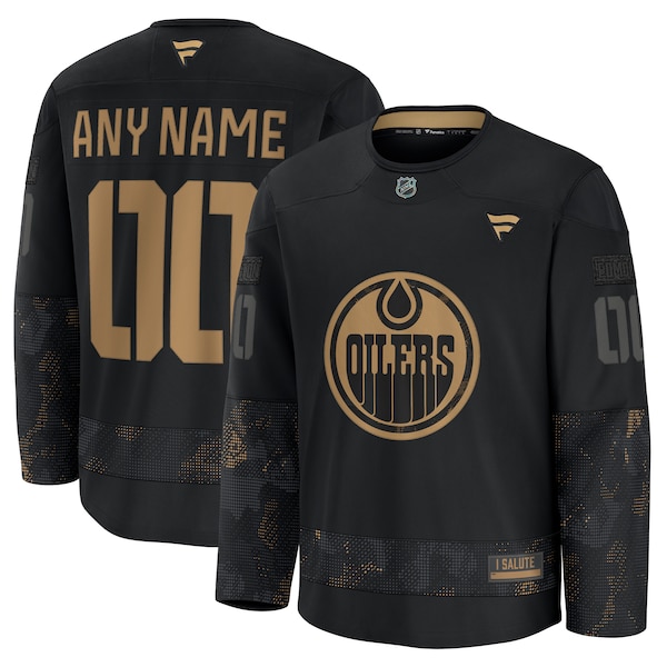 Edmonton Oilers  2024 Military Appreciation Personalized Long Sleeve Practice Jersey - Black