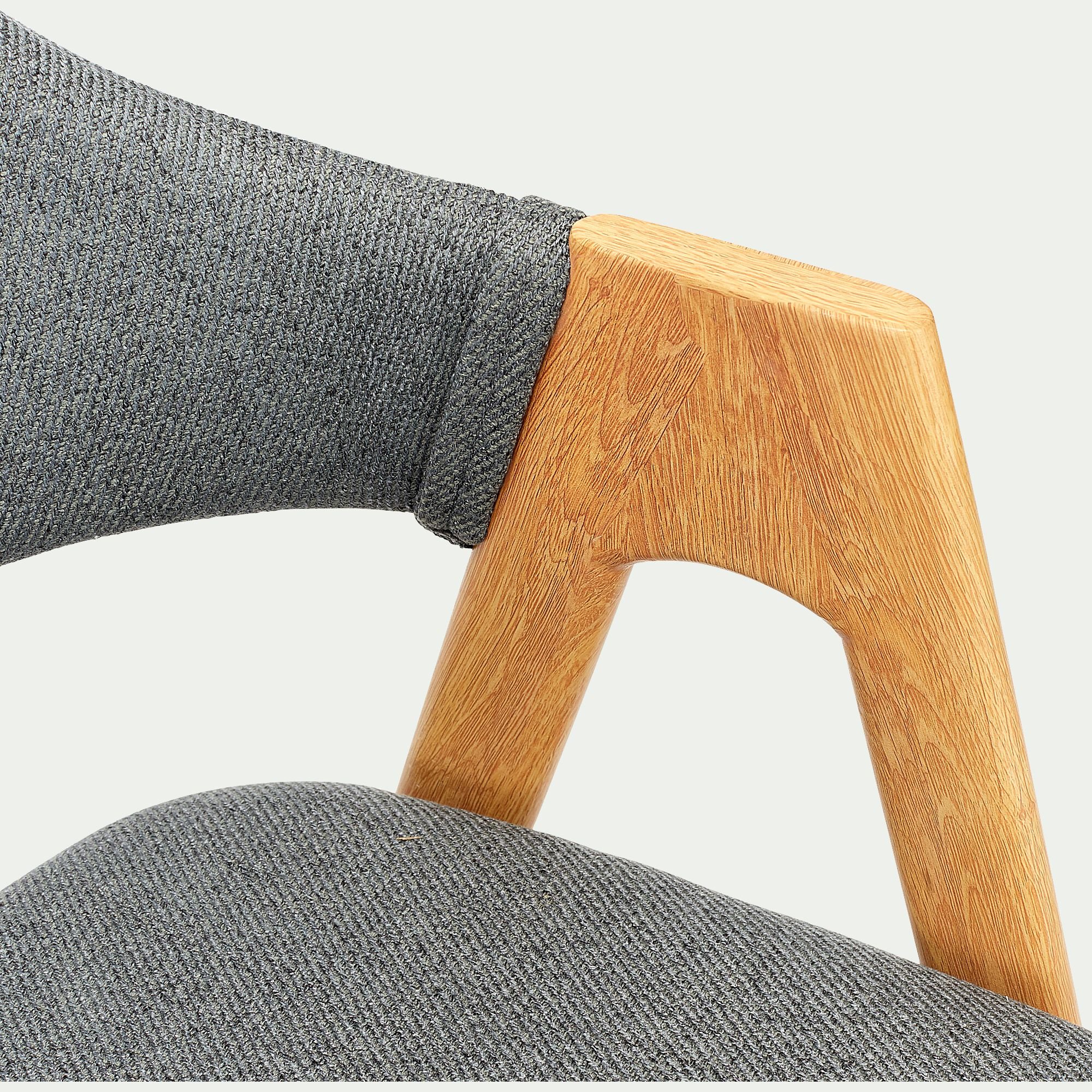 GARETTE - Chaise en tissu et effet bois clair avec accoudoirs - gris ardoise