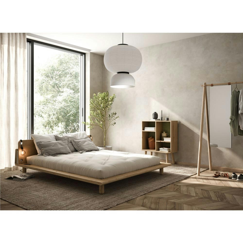 PEEK - Lit en bois avec lampes de chevets 180x200cm