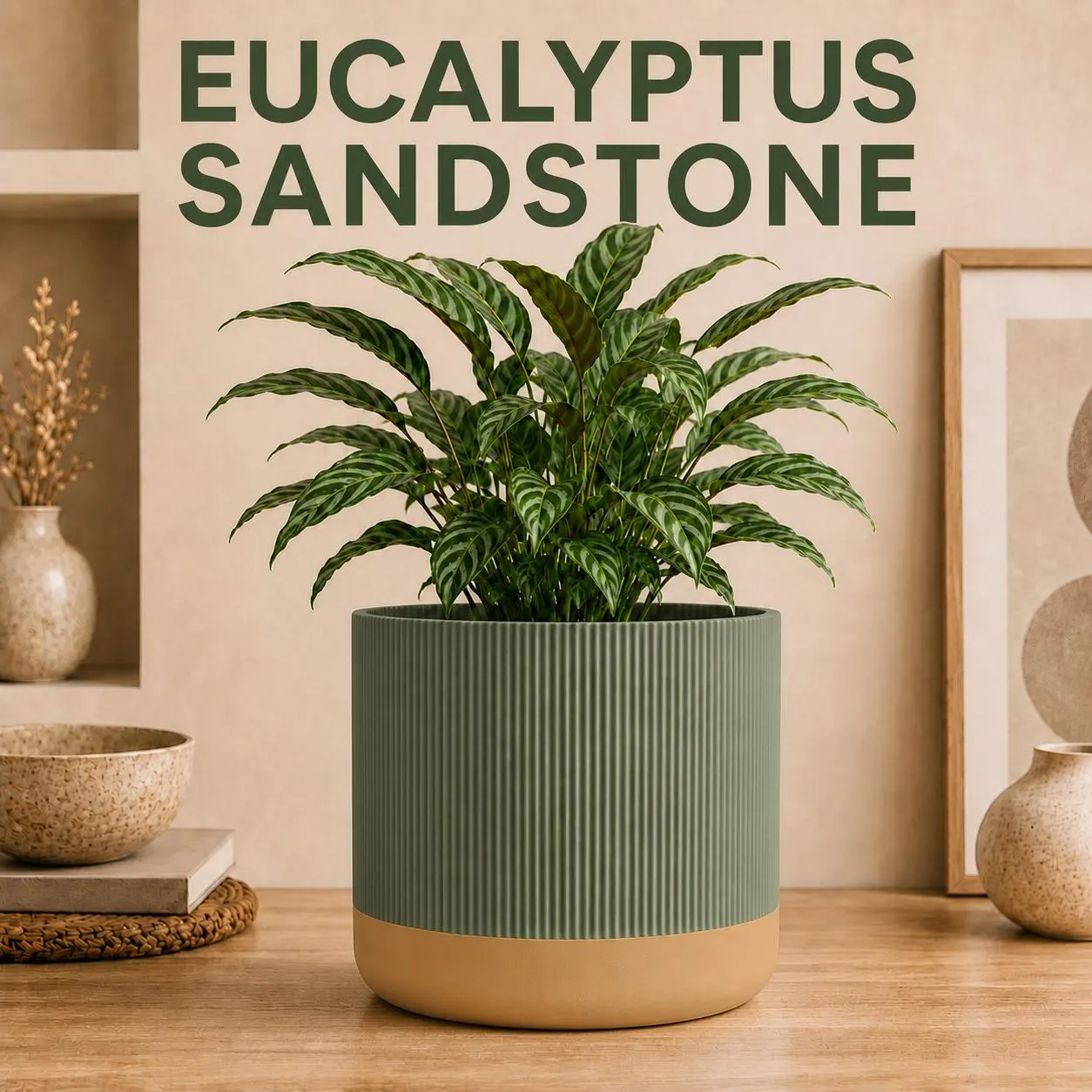 Strata Grande | Beautiful Planter | 3D Printed Fluted Two Tone Plant Pot | Modern Indoor Decor
