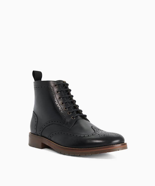 Mayso Black - Leather Lace-Up Boots