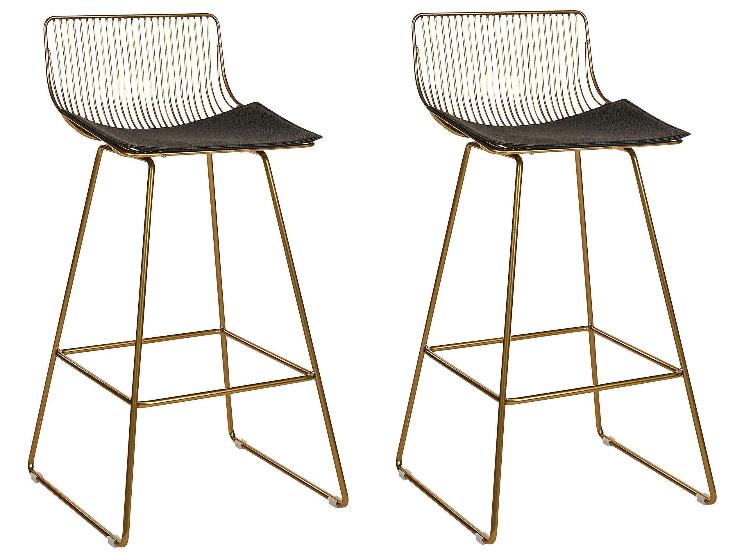 FREDONIA - Lot de 2 chaises de bar en acier doré