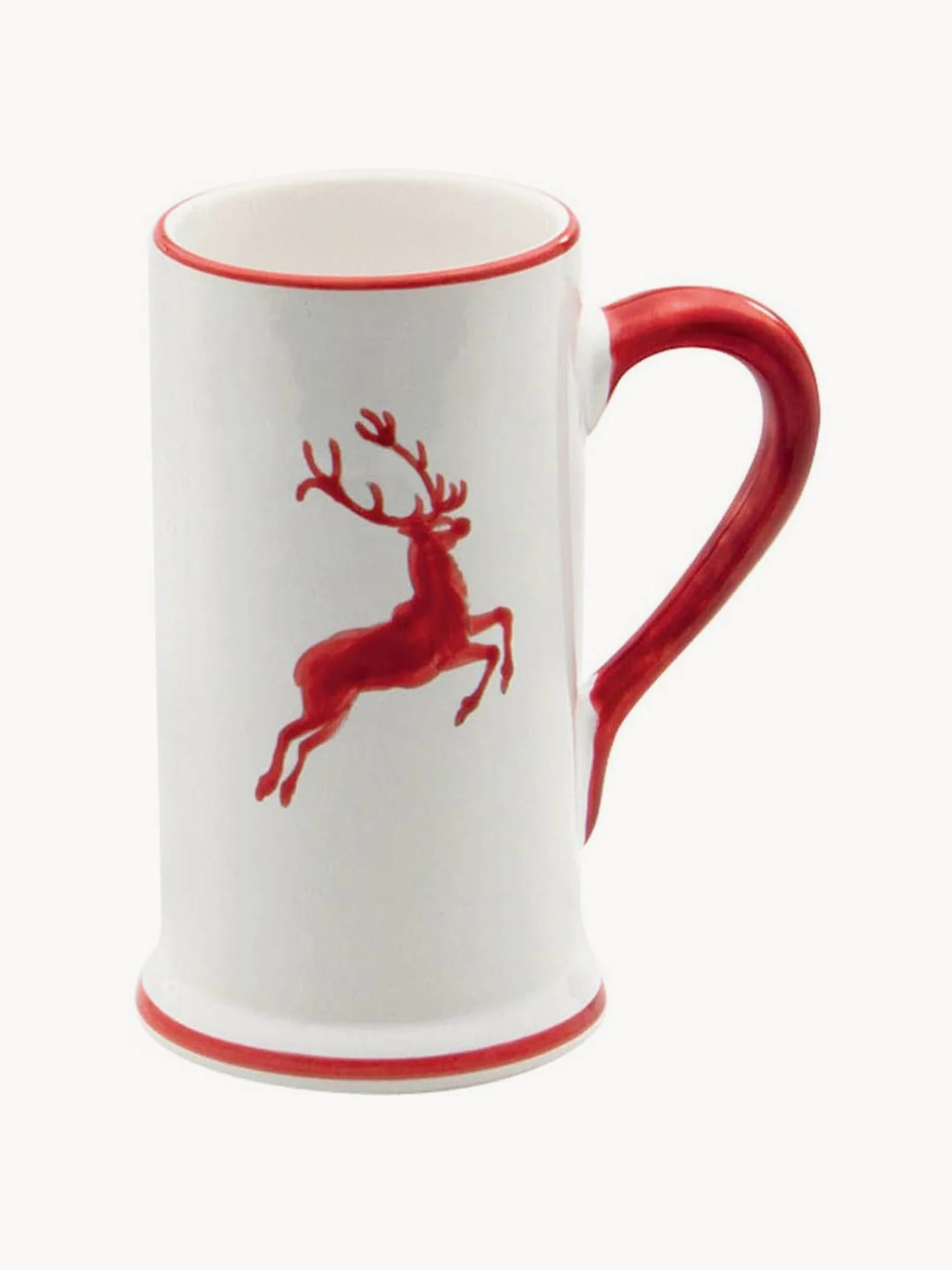 Handgefertigter Bierkrug Rubinroter Hirsch