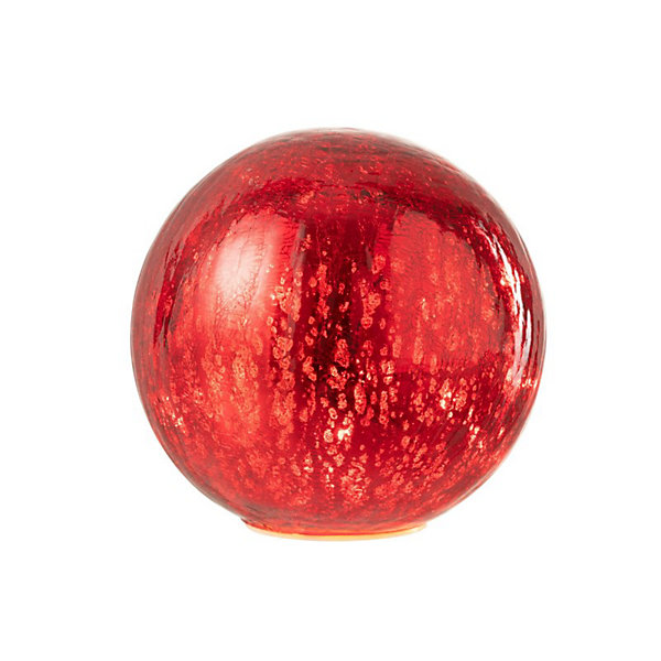 Boule led en verre rouge 15x15x14 cm