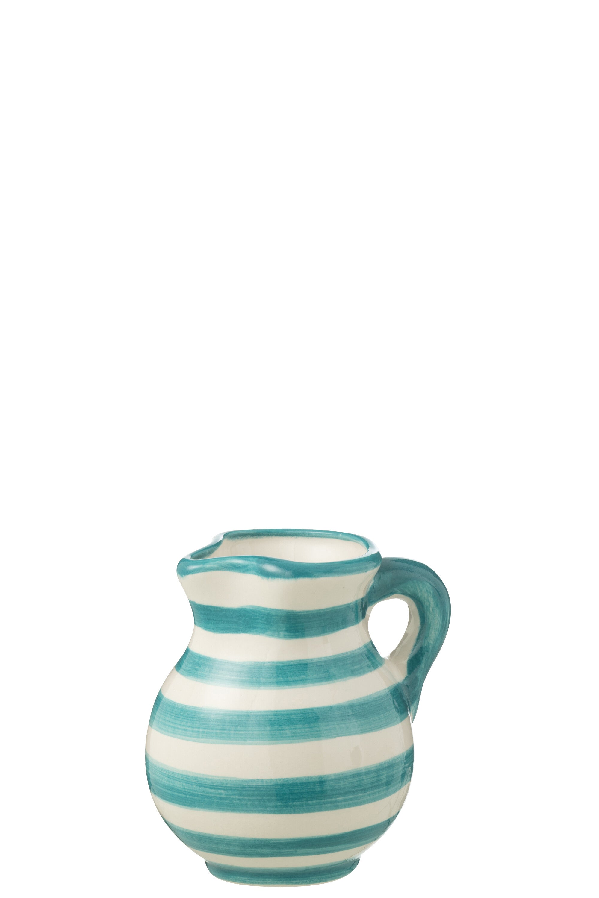 J-Line kruik Granada Stripes - keramiek - wit aqua - small