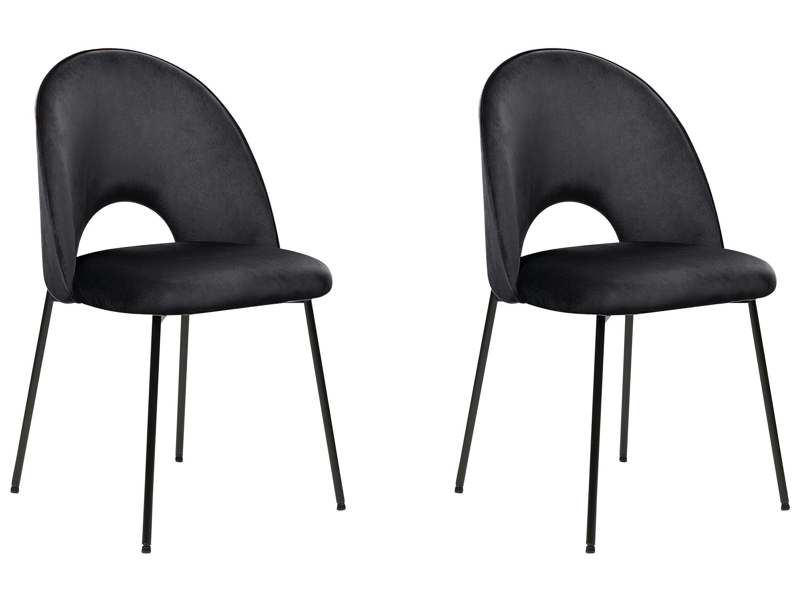 COVELO - Lot de 2 chaises de salle à manger en velours noir