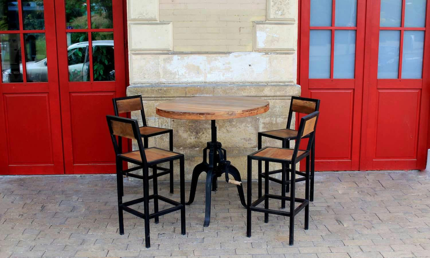 FACTORY - Chaise haute en acier et bois 75 cm