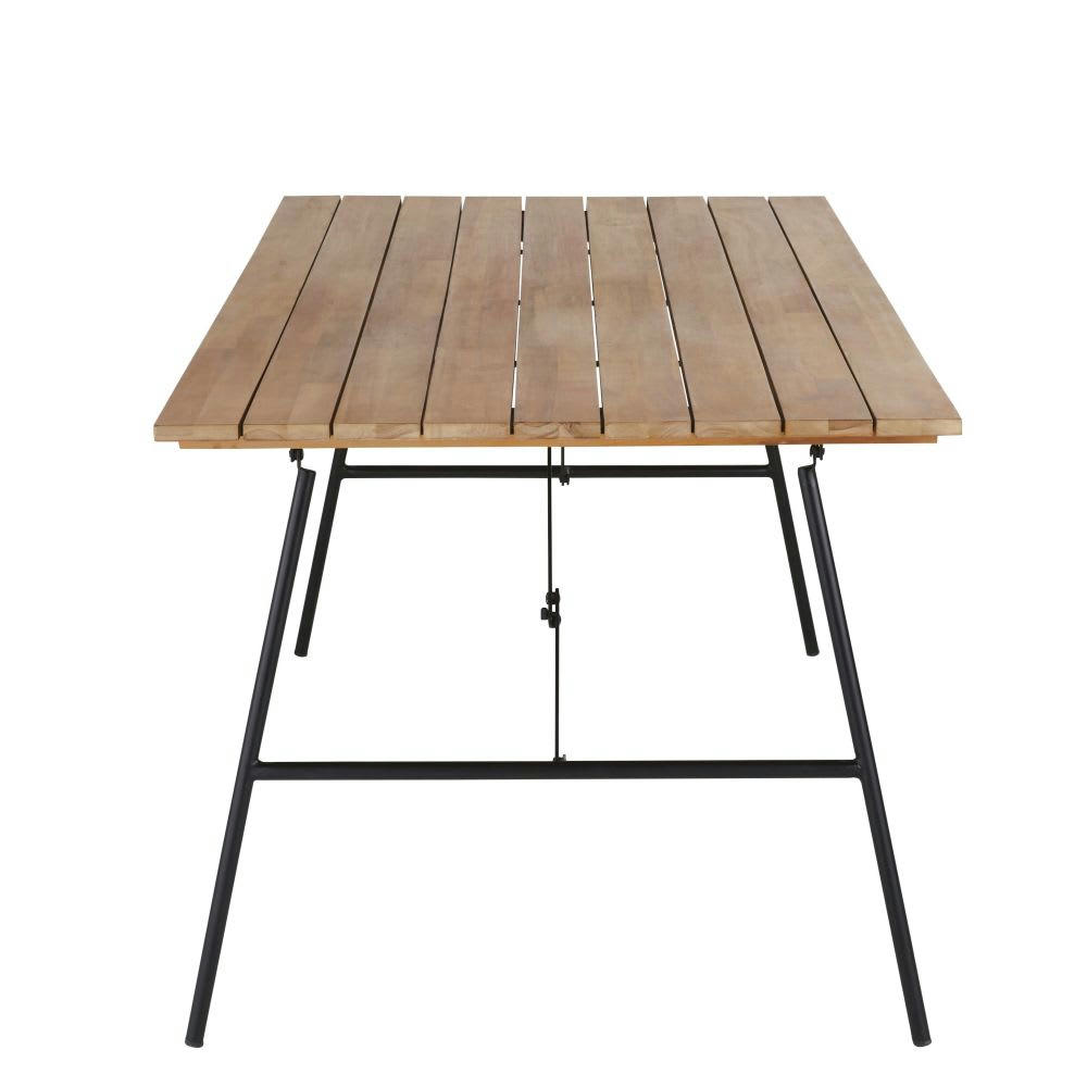 YSTAD - Table de jardin pliante en bois d'acacia et acier noir 6 personnes L180