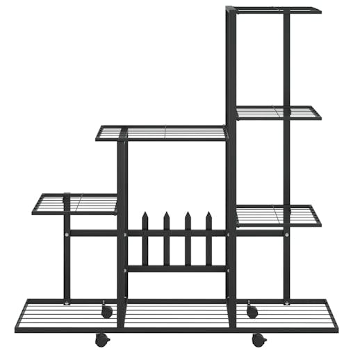 NNEVL Flower Stand with Wheel 94.5x25x92.5 cm Black Metal