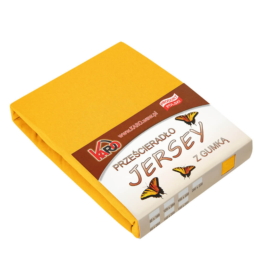 Prześcieradło jersey z gumką 200x200 musztardowe słoneczne