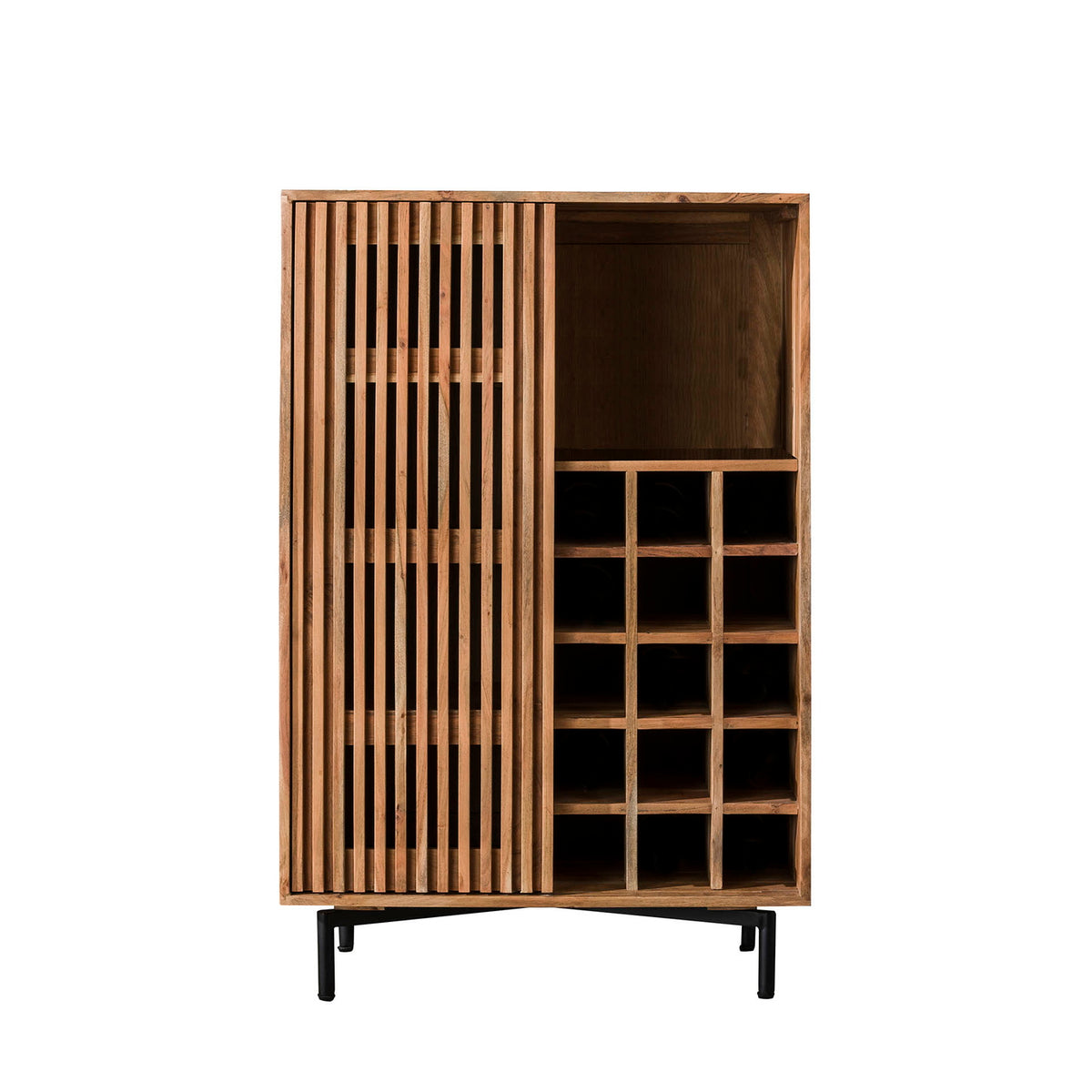 Giga Meubel Wijnkast Slide - Naturel Acaciahout - 80x43x122cm