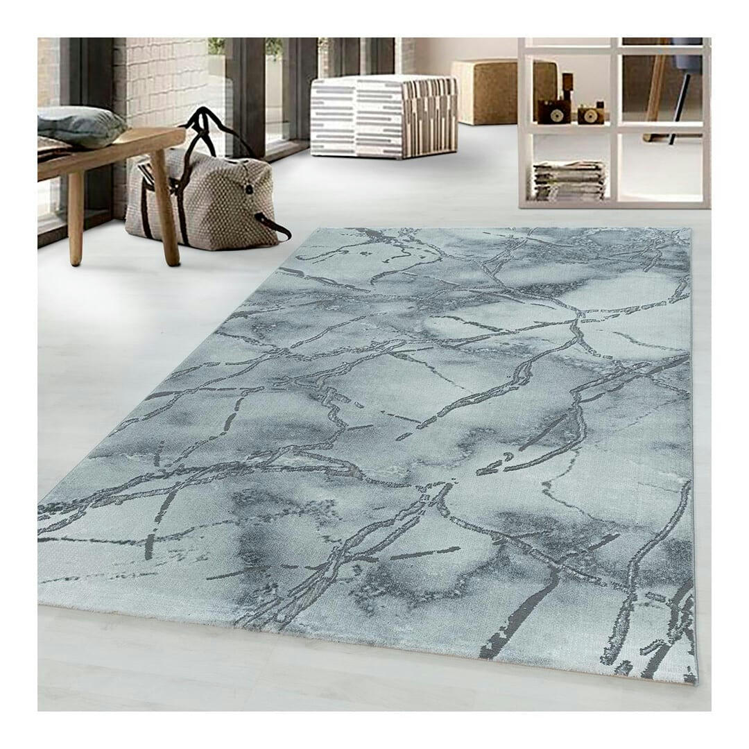 CALIFORNIA - Tapis géométrique design en polyester argenté 120x170