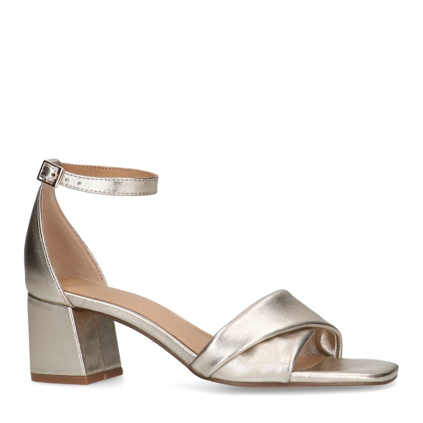 Manfield Gouden leren sandalen met hak