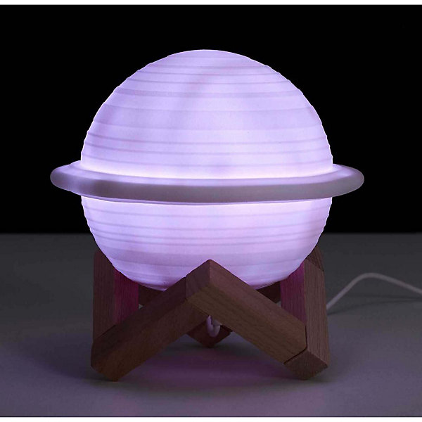 Lampe ronde avec support en bois Saturne