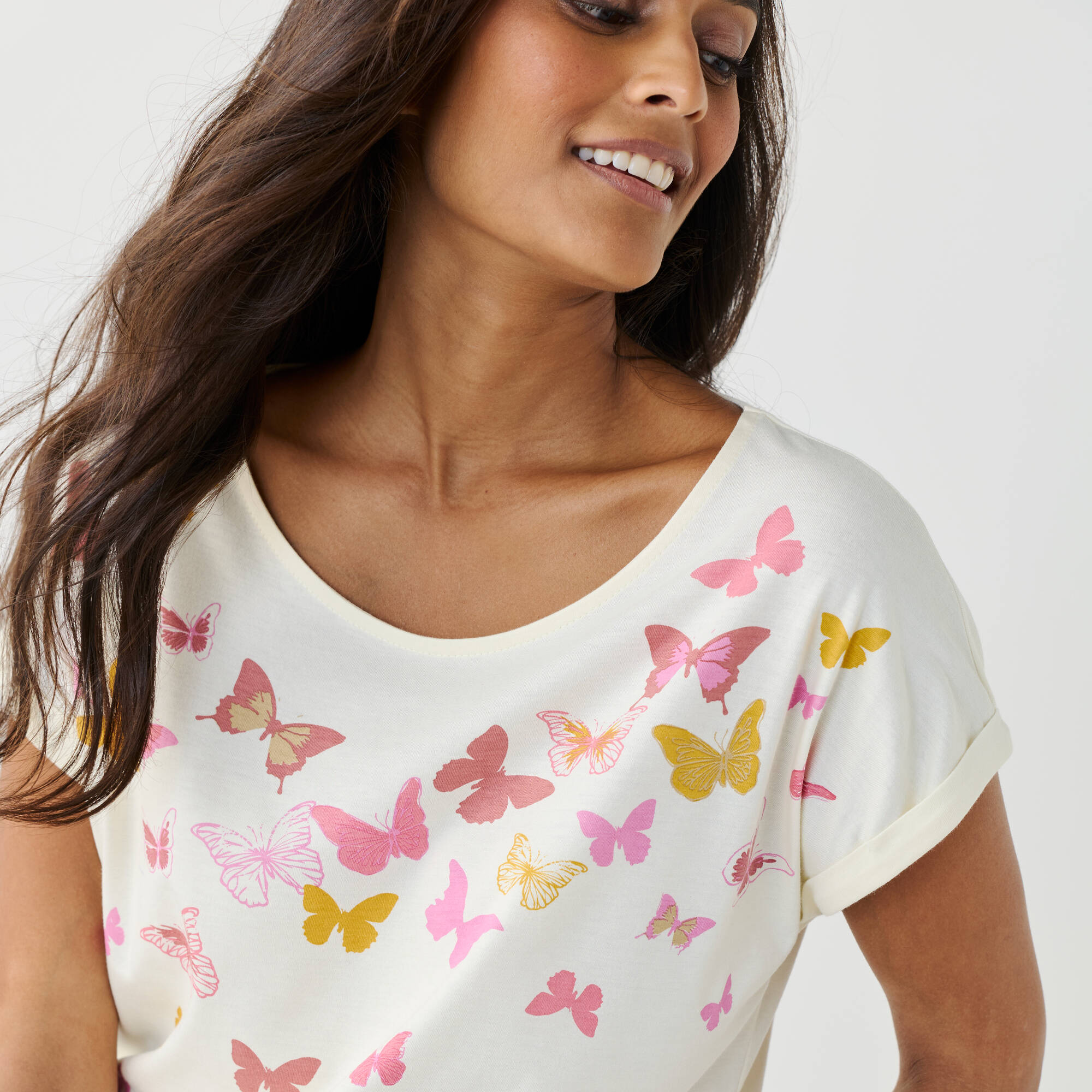 T-shirt boite, imprimé papillons