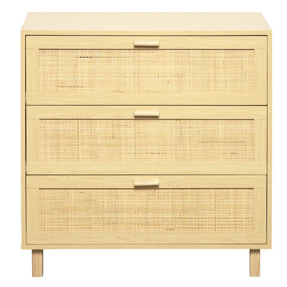Commode Kanna 3 tiroirs cannage rotin L.80 x P.40 x H.80 cm