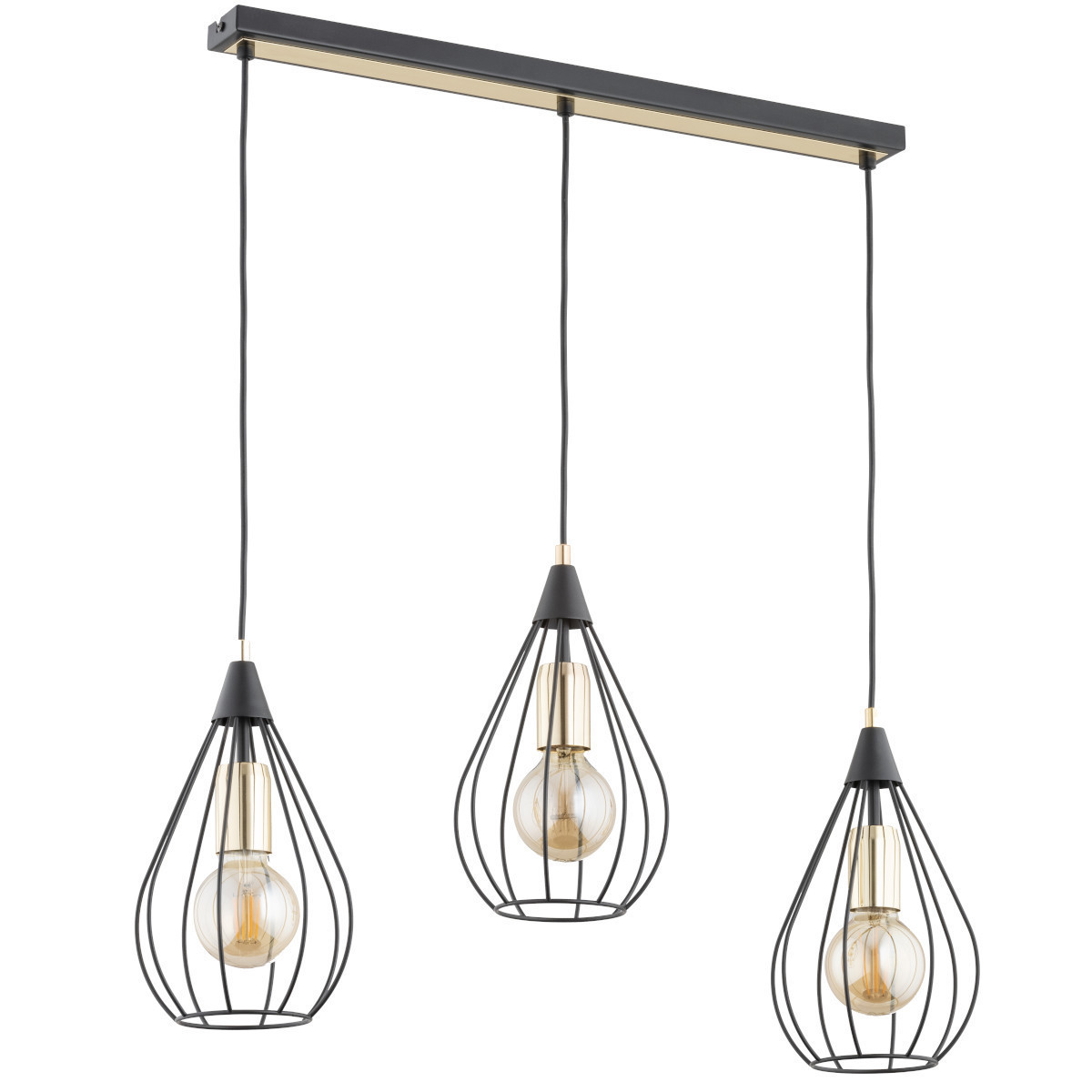 Lampa wisząca czarno-złota MANAGOS 3xE27x15W wym: 85x17x75 cm Alfa