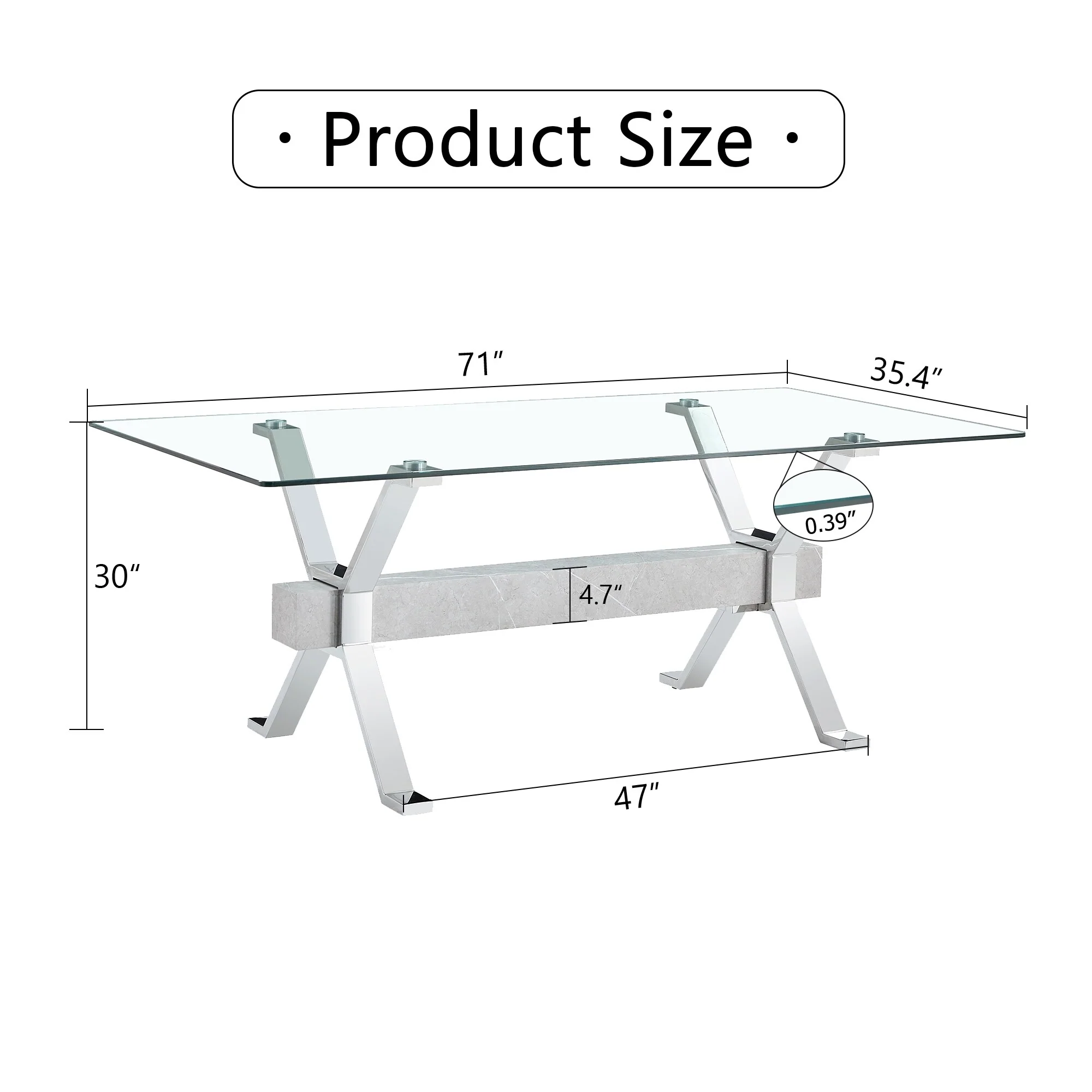 Modern tempered glass dining table Large modern office desk