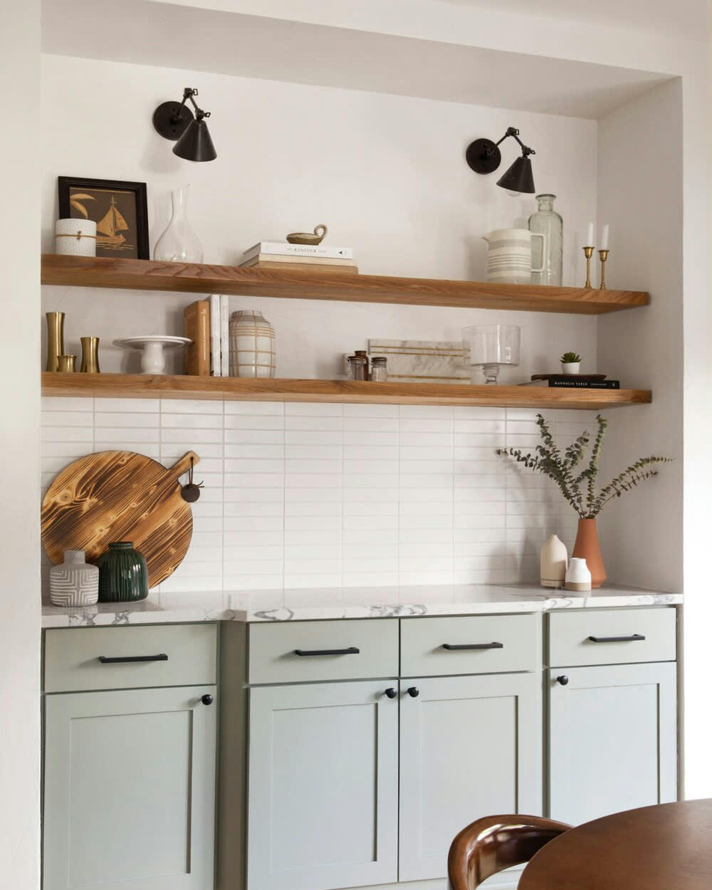 MELVA - Ensemble 2 étagères flottantes en bois de sapin vieilli 60cm