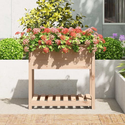 NNEVL Planter with Shelf 82.5x54x81 cm Solid Wood Pine