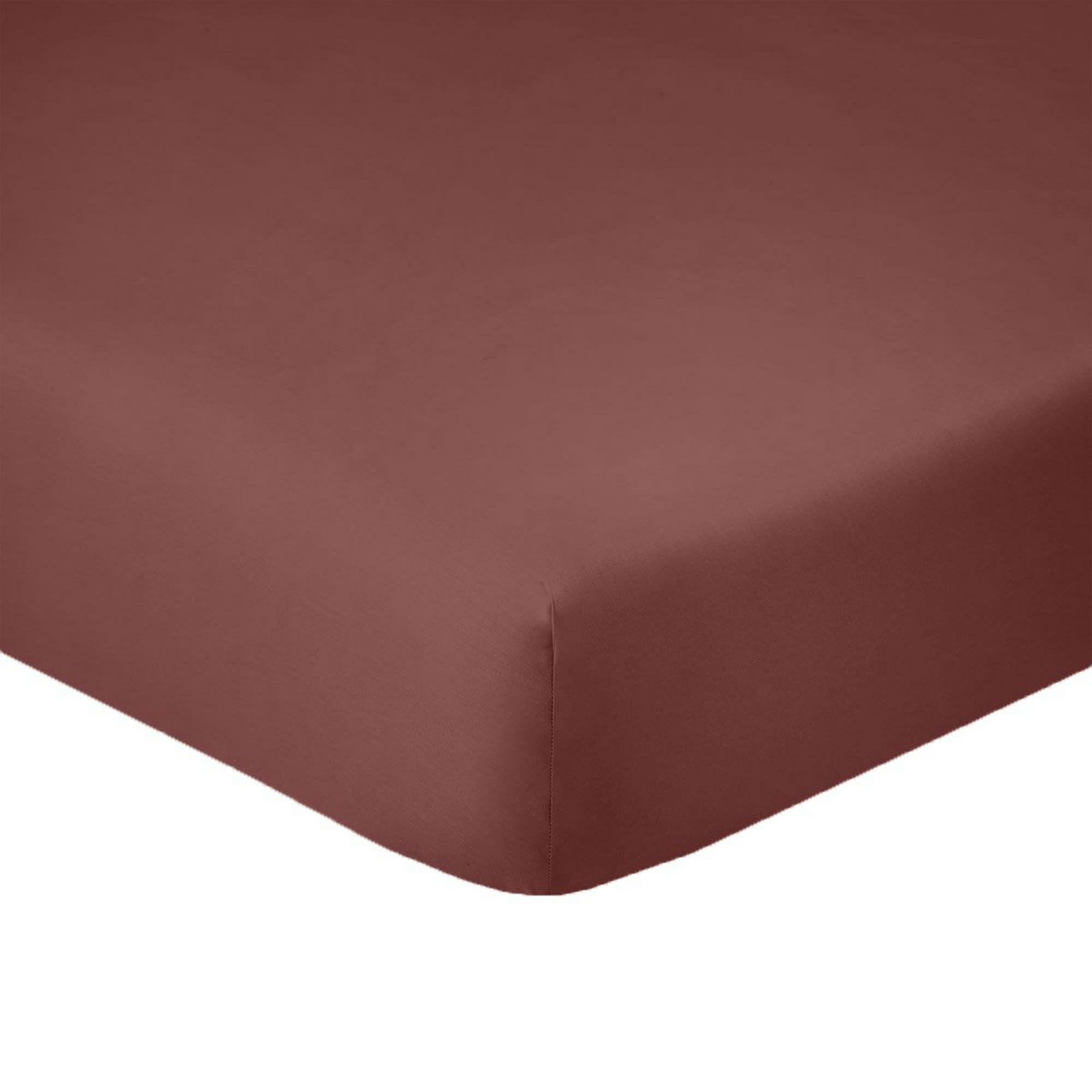 - Drap housse coton rouge 180x200 bonnet 25 cm