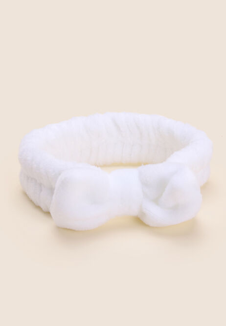 Womens Cream Soft Fluffy Bow Headband