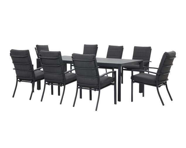 Jette 8 Seater Dining Setting Bundle - Gunmetal Grey