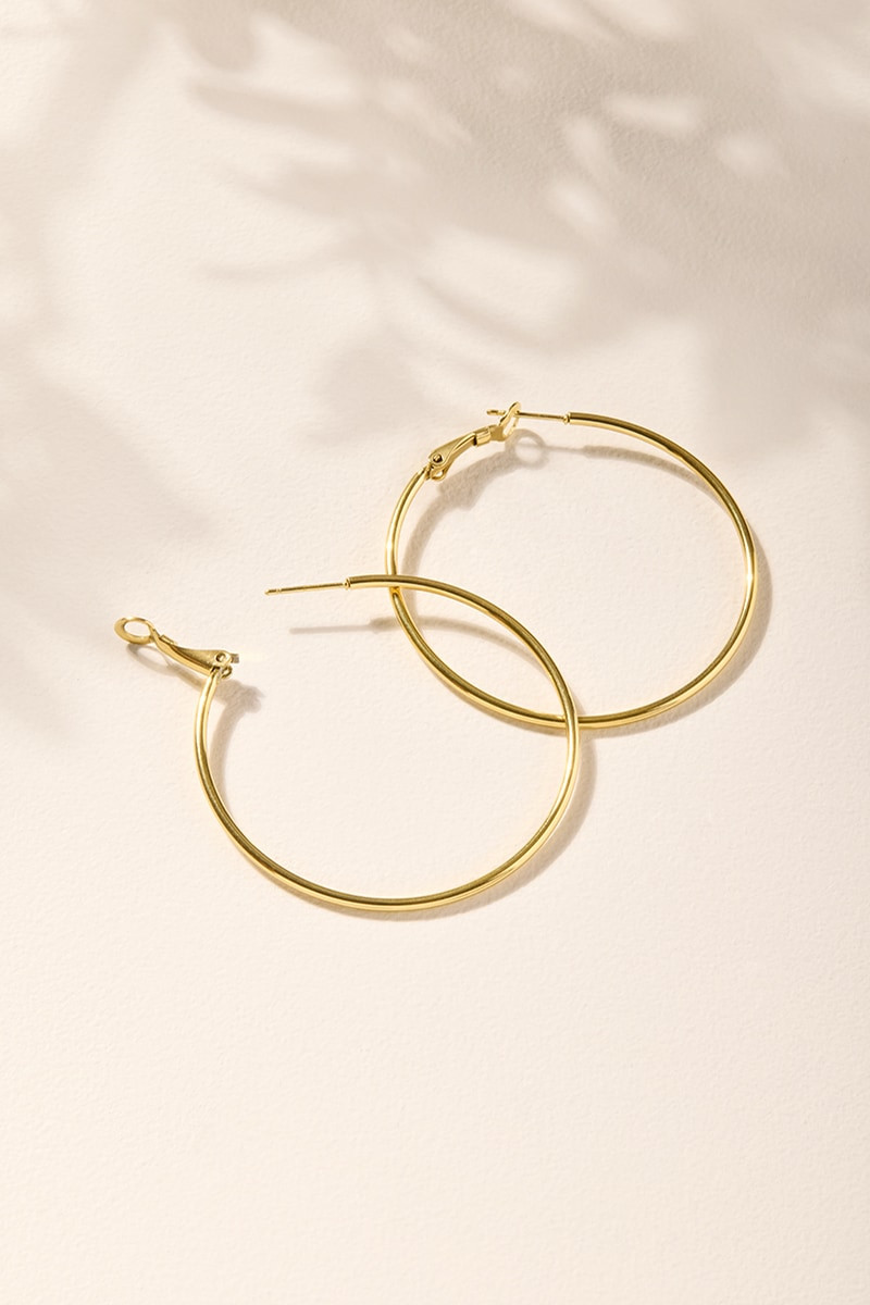 Emily Stainless Steel Gold Hoop Earrings