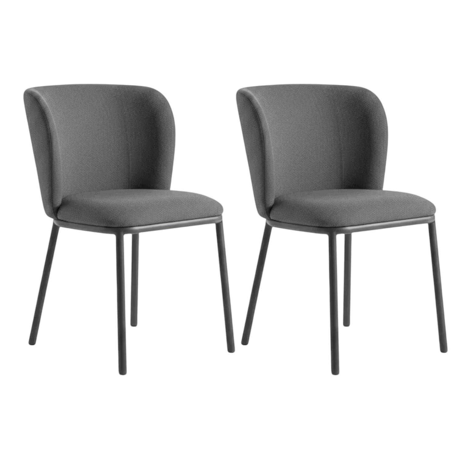 Chaise tissu gris foncé dossier courbe (x2) AUREN