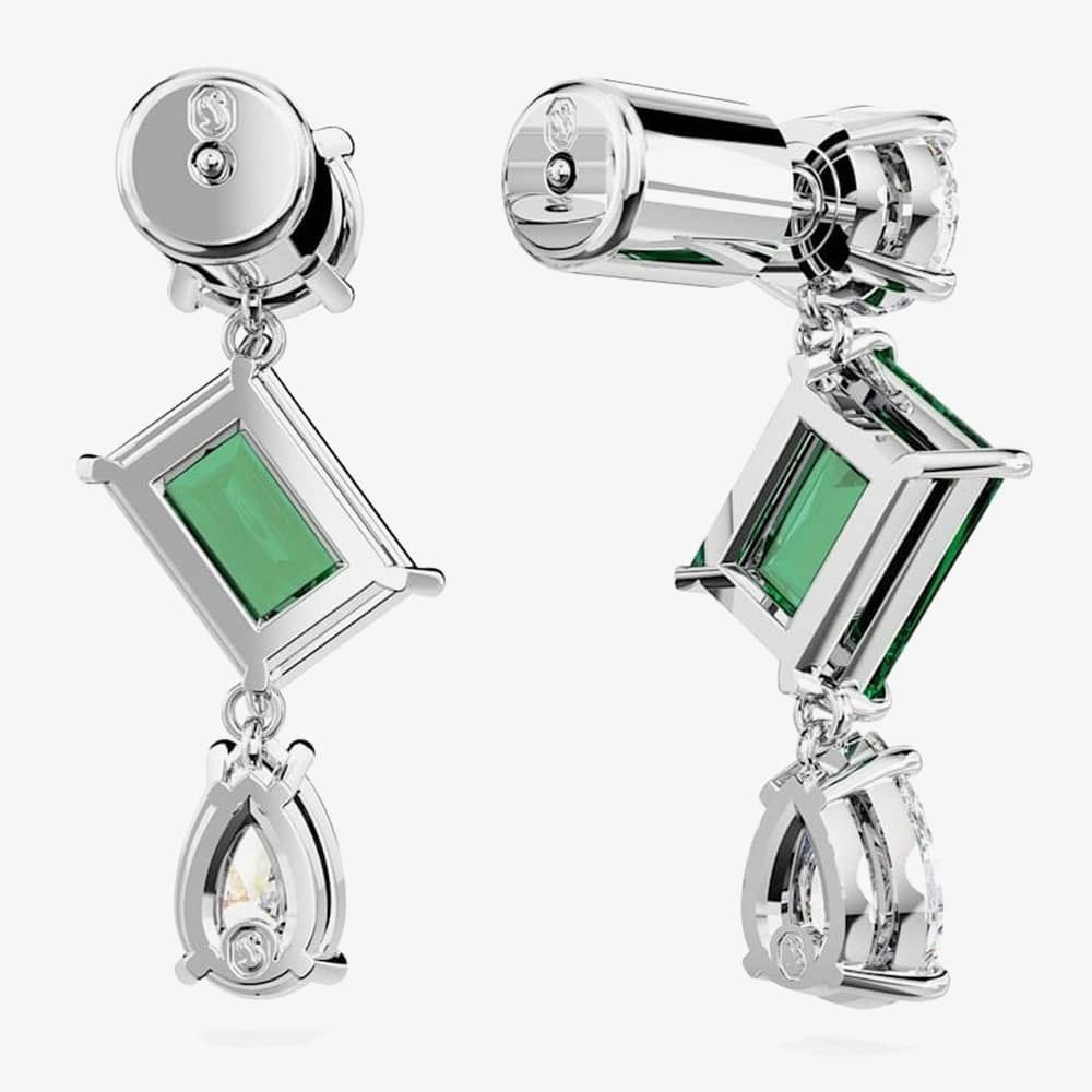 Swarovski Swarovski Mesmera Green Mixed Cut Rhodium Plated Dropper Earrings 5665878
