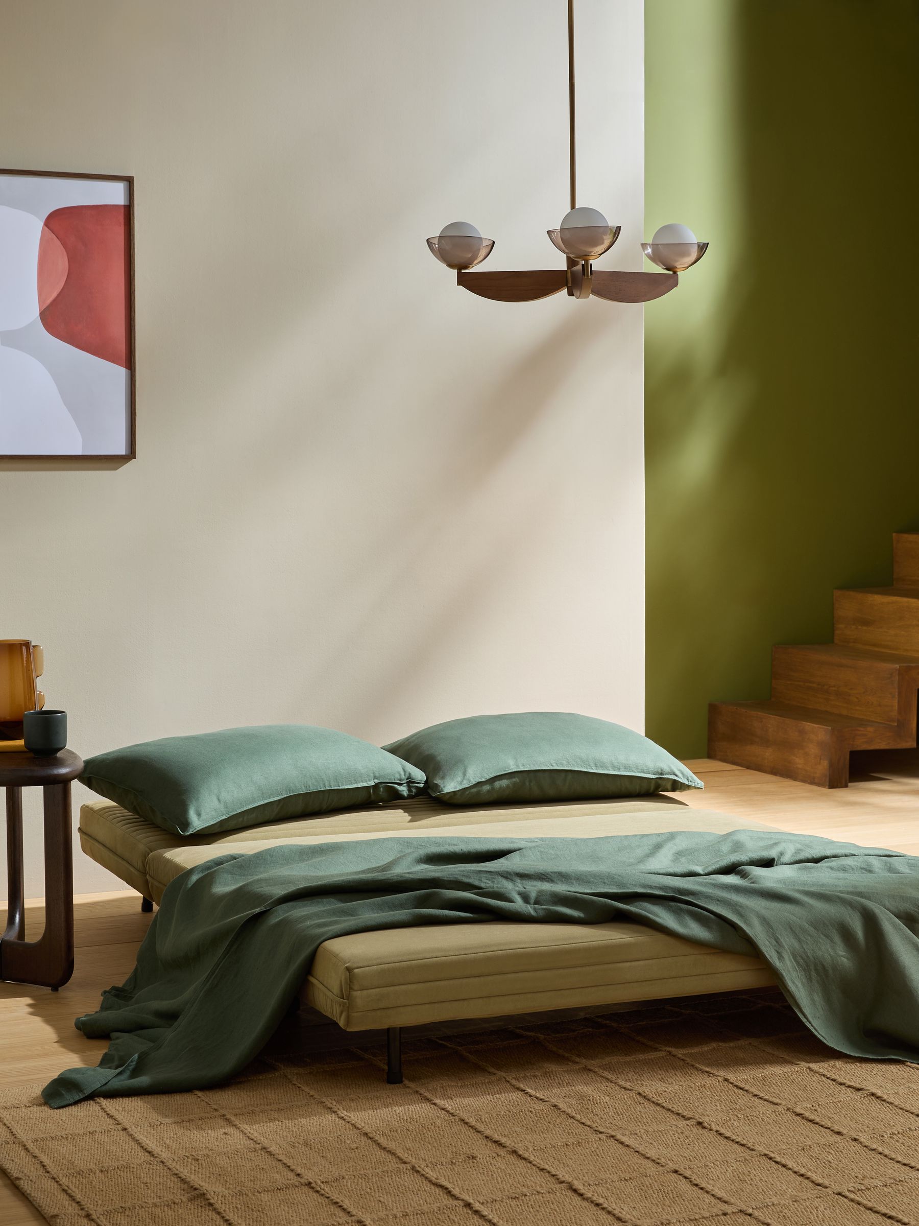 Large Bingham 2 Seater Sofa Bed in Fern Green Velvet