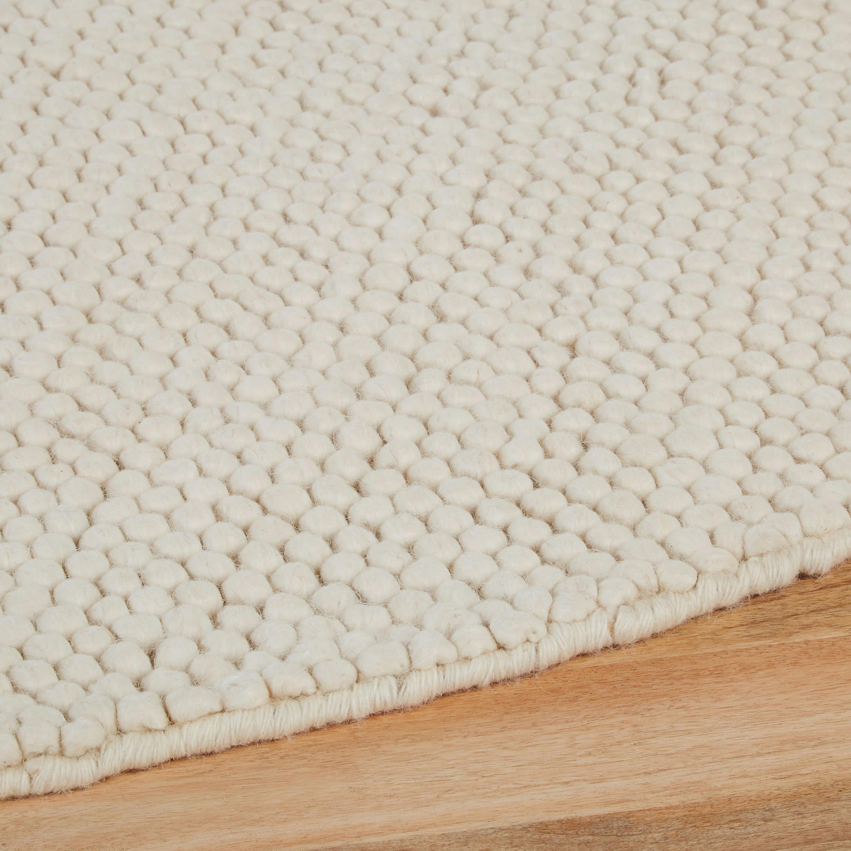 INDUSTRY - Tapis rond tissé en laine écrue D180