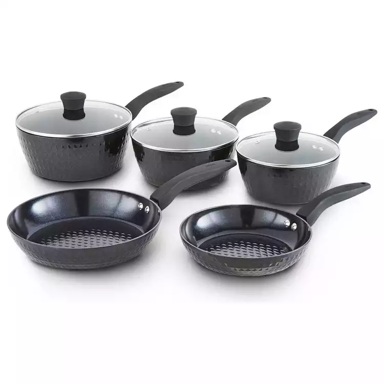 Tower Diamo 5 Piece Aluminium Pan Set - Black