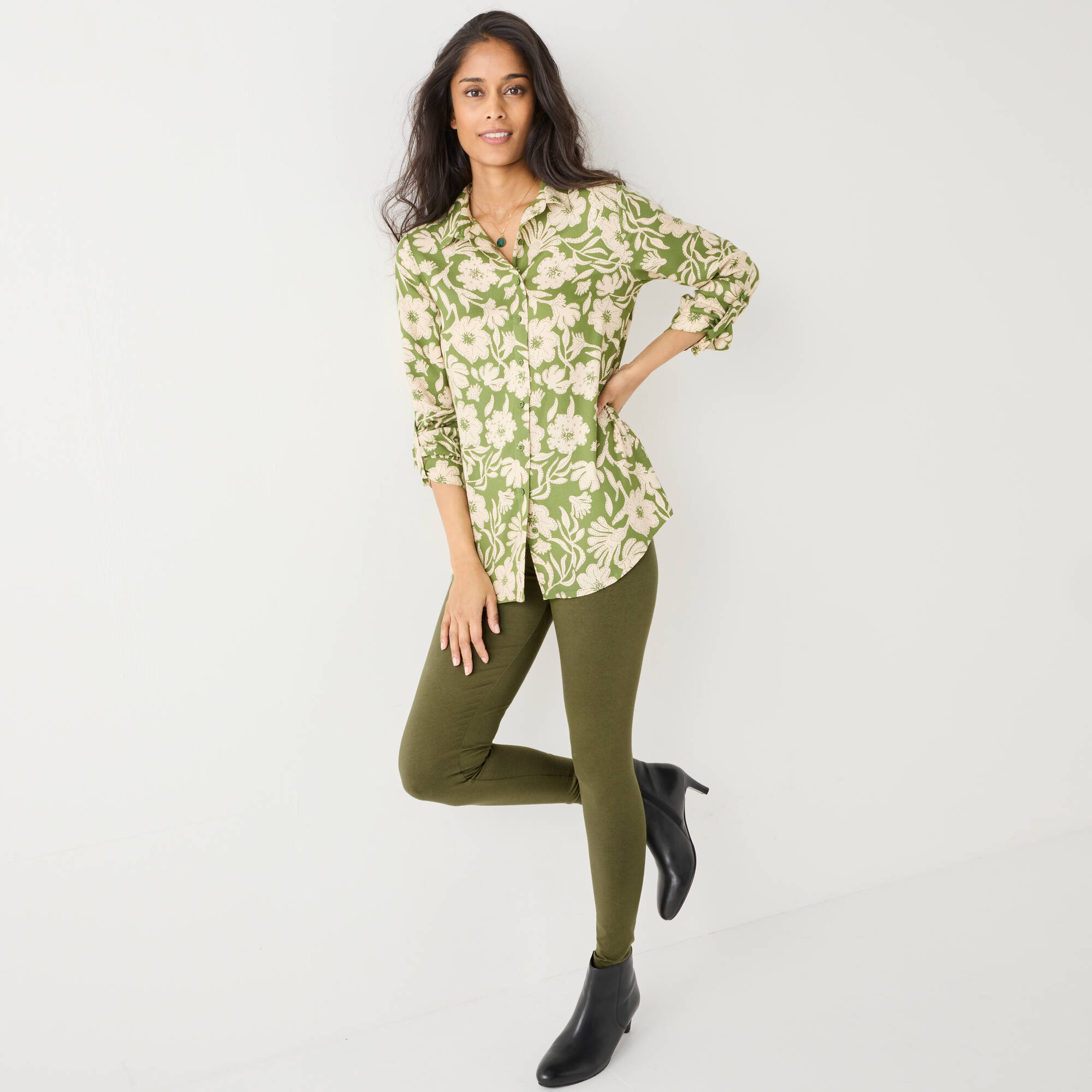 Chemise liquette imprimé floral bicolore