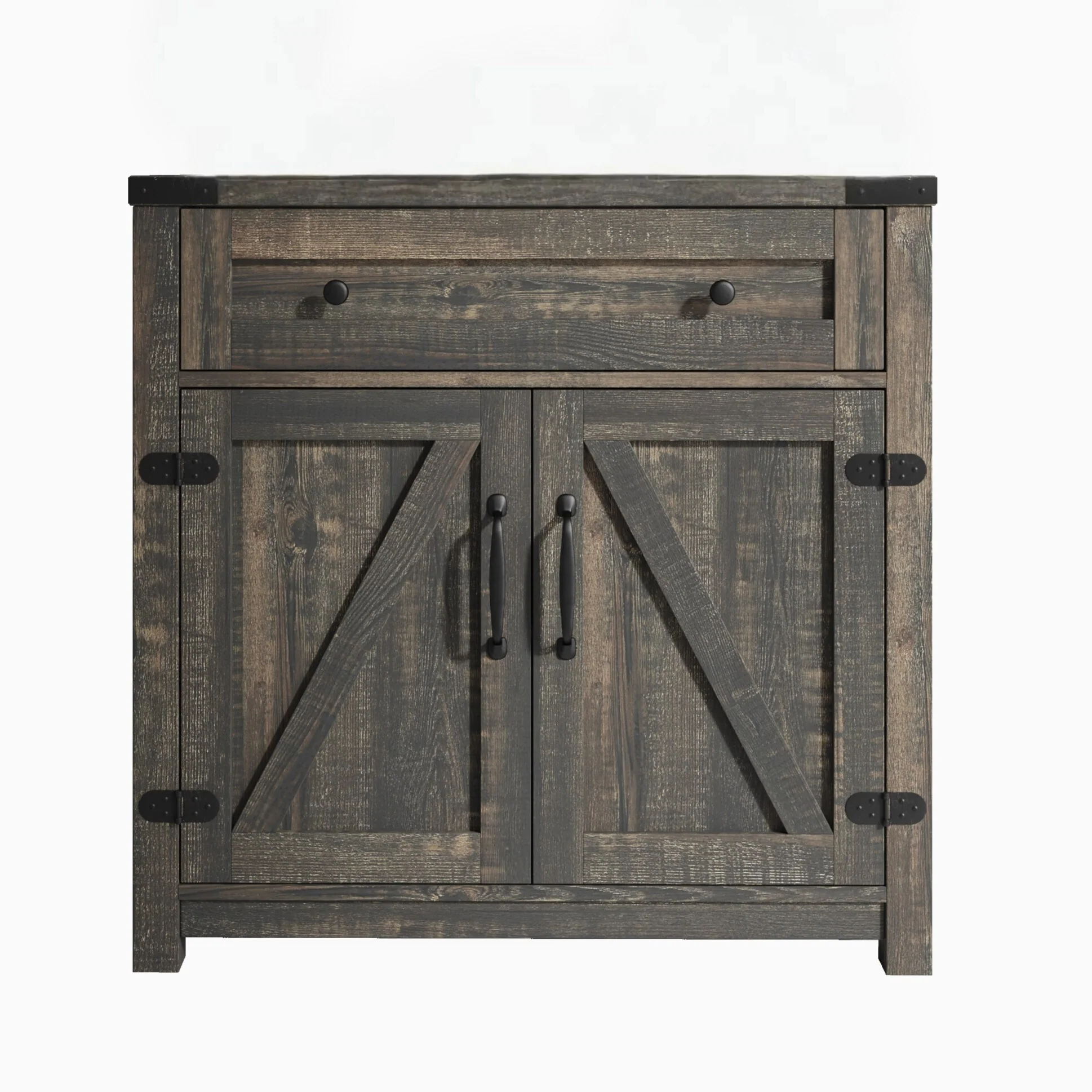 HomeRoots 32 Light Brown Wood Accent Cabinet With Two Doors And One Drawer