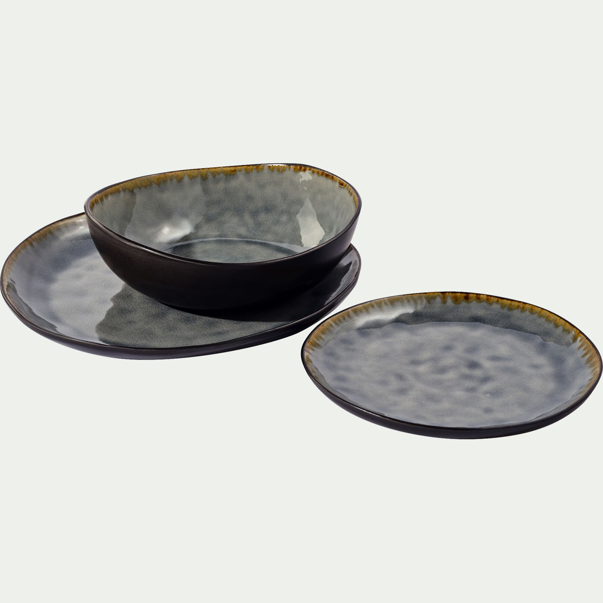 SELIME - Assiette à dessert en grès émail réactif D20cm - gris