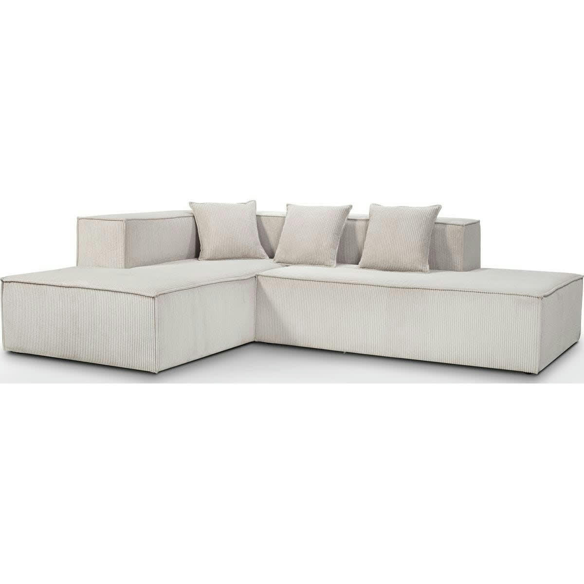 ELENA - Canapé d'angle 4 places en velours côtelé beige - Made in France