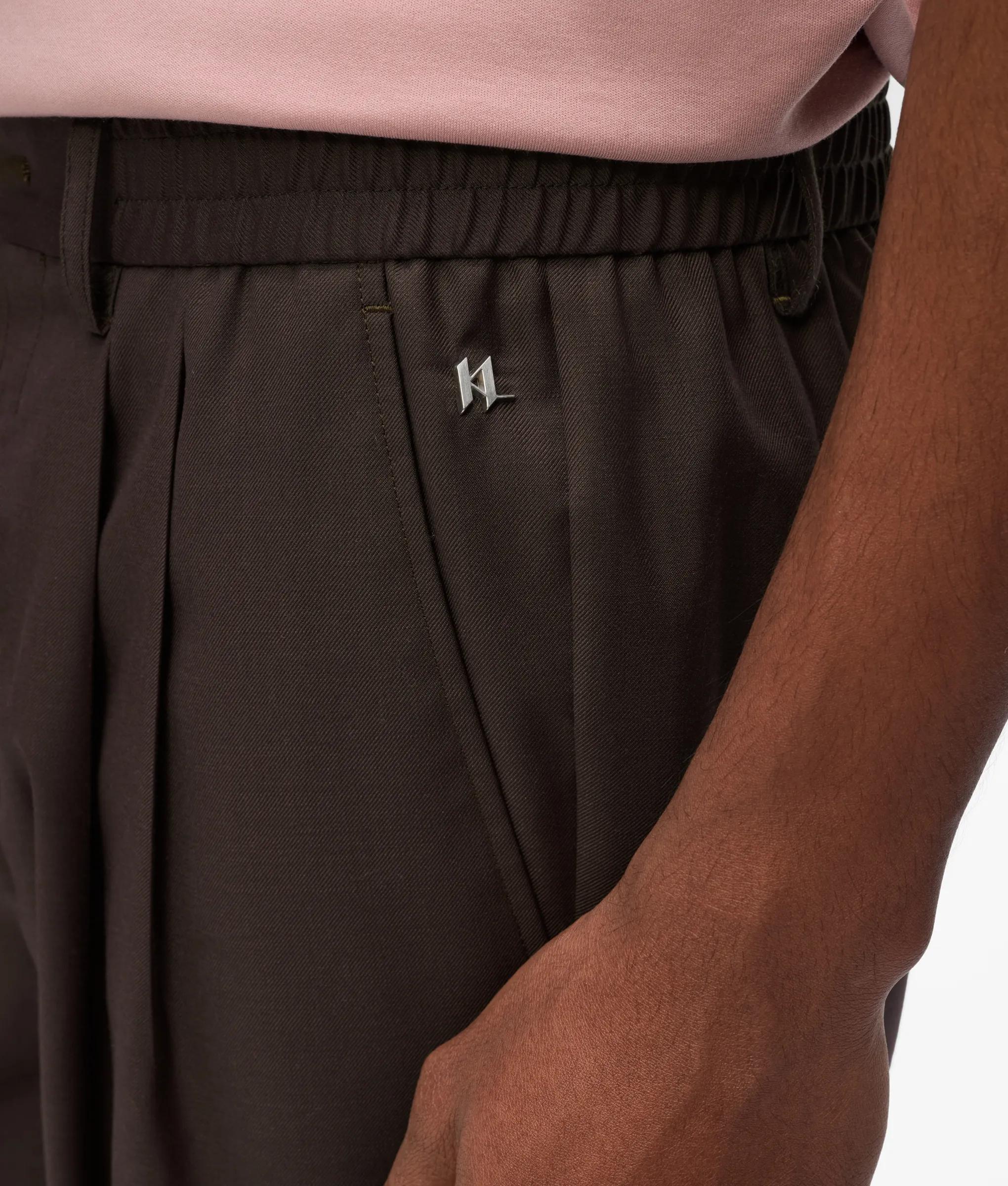 Pantalon droit en mélange de laine