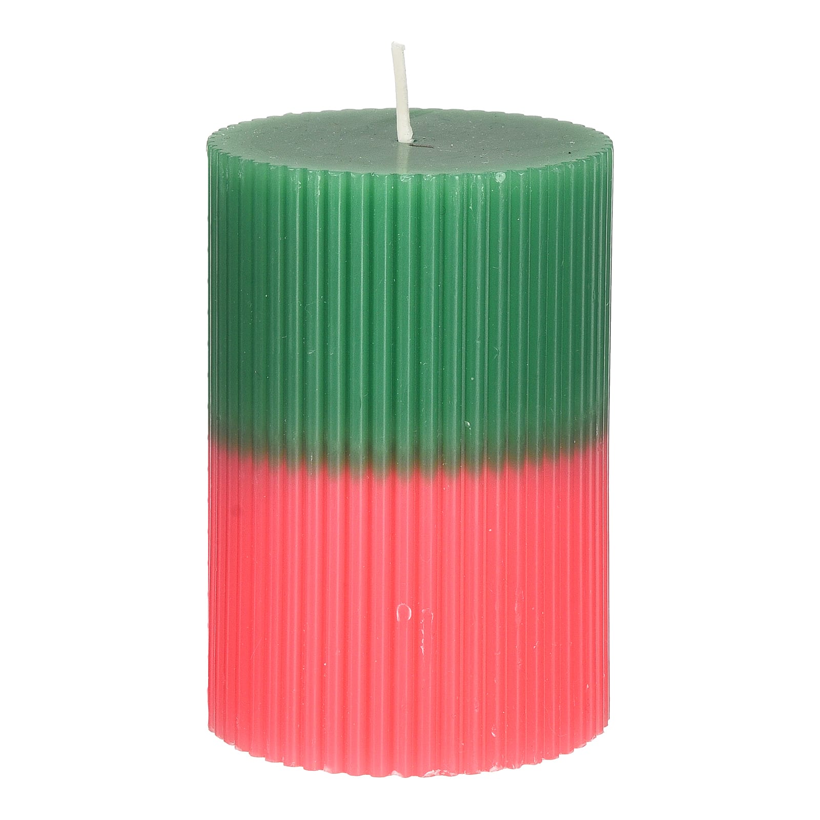 Stumpenkerze Twotone Mini Rille Pink, ⌀ 7 cm, H 100 mm