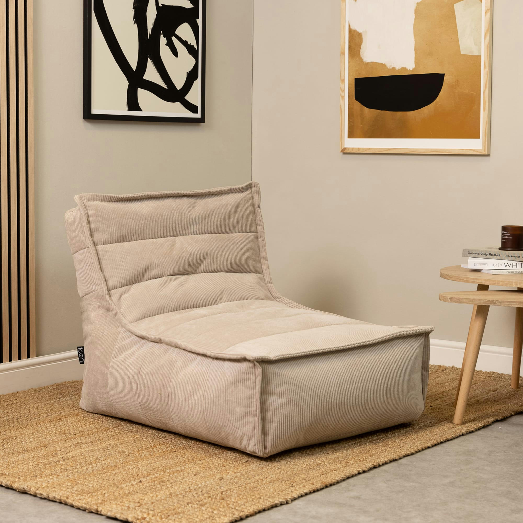 OTTO - Pouf modulable sofa velours côtelé, 2 pièces, beige
