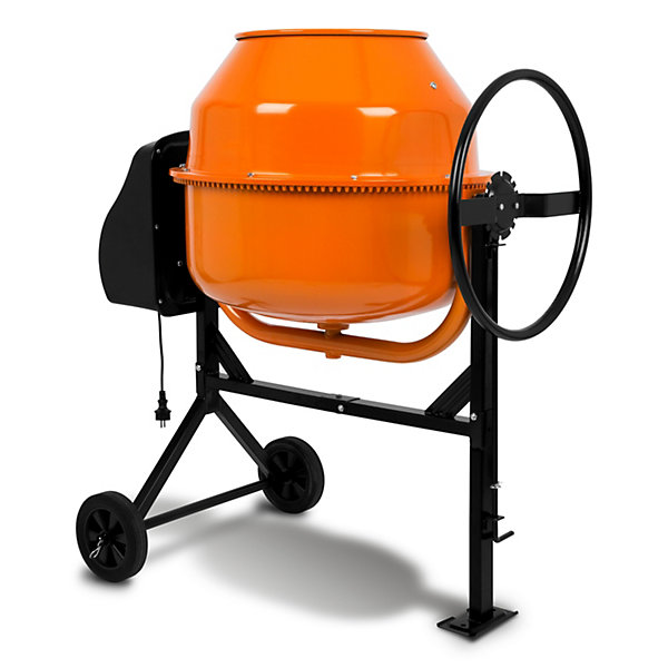 EBERTH 180L Bétonnière électrique , 650W, Portable, Châssis, Tambour et Couronne Dentée en Acier, Volant Verrouillable