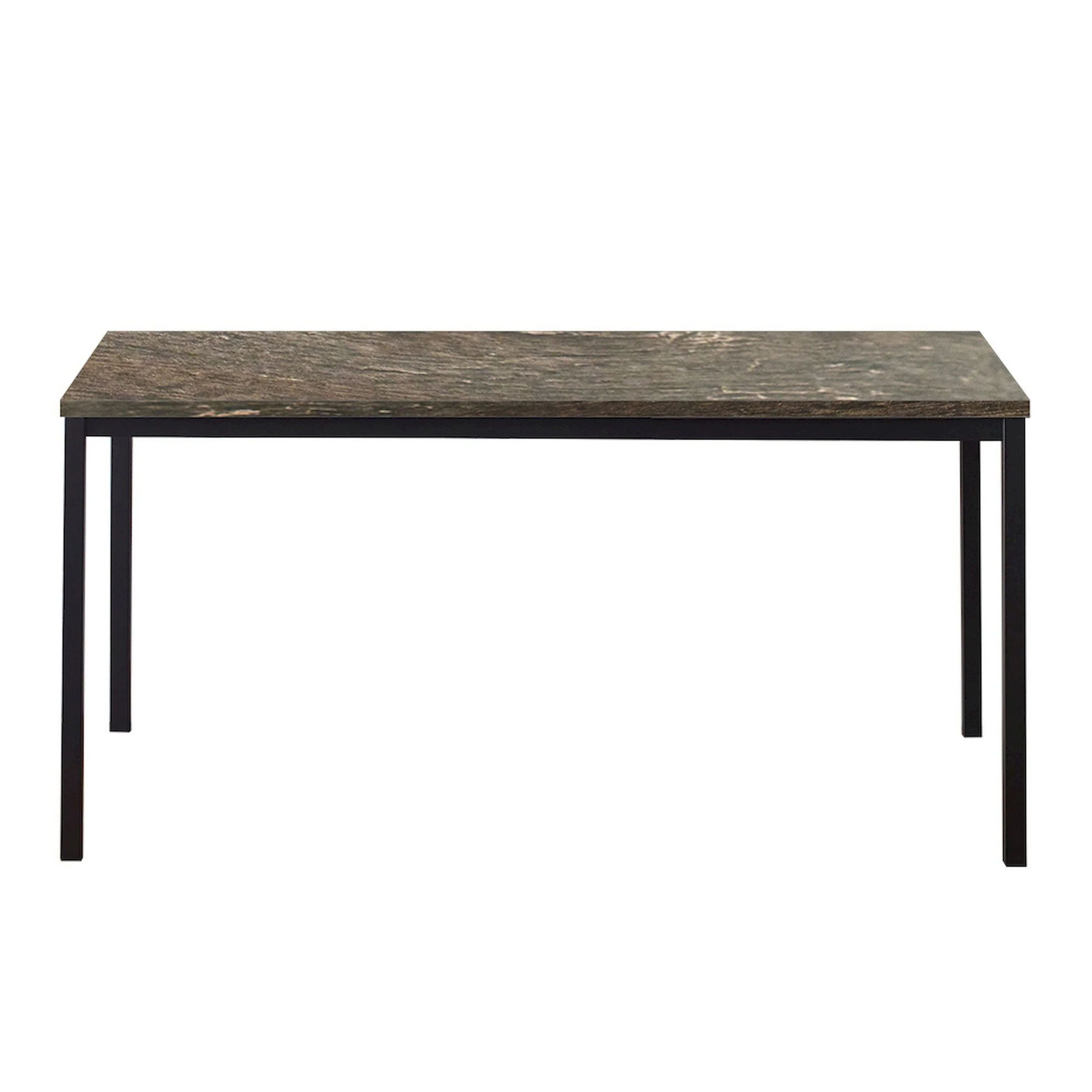 Rary Computer Writing Desk, 63 Inch, Black Metal, Dark Brown Wood Top