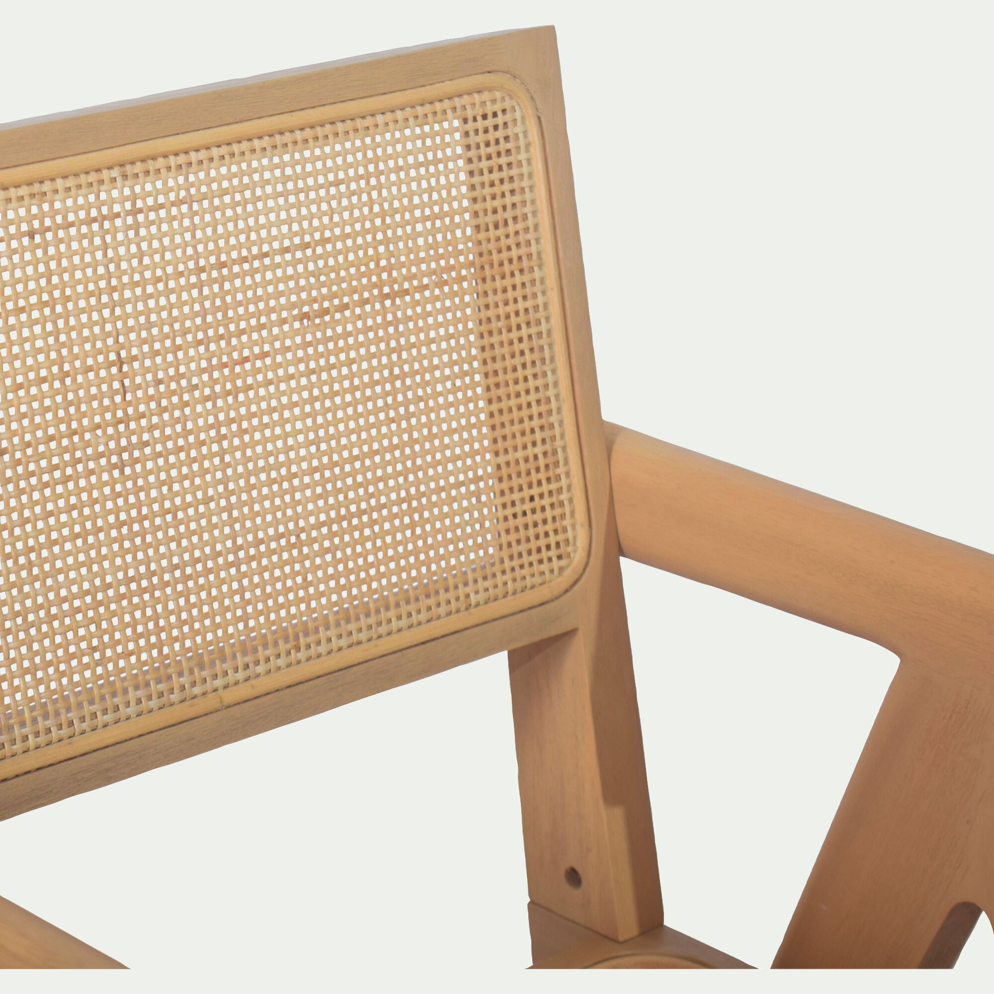 TARGO - Chaise de repas avec accoudoirs en acajou et cannage - bois clair