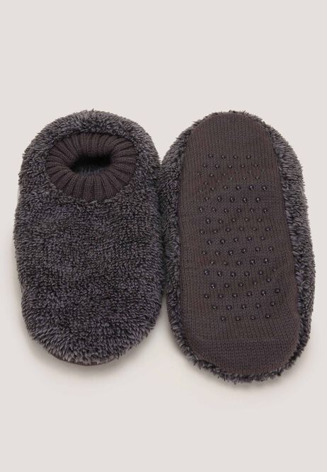 Mens Grey Cosy Fleece Lined Footlet Slippers