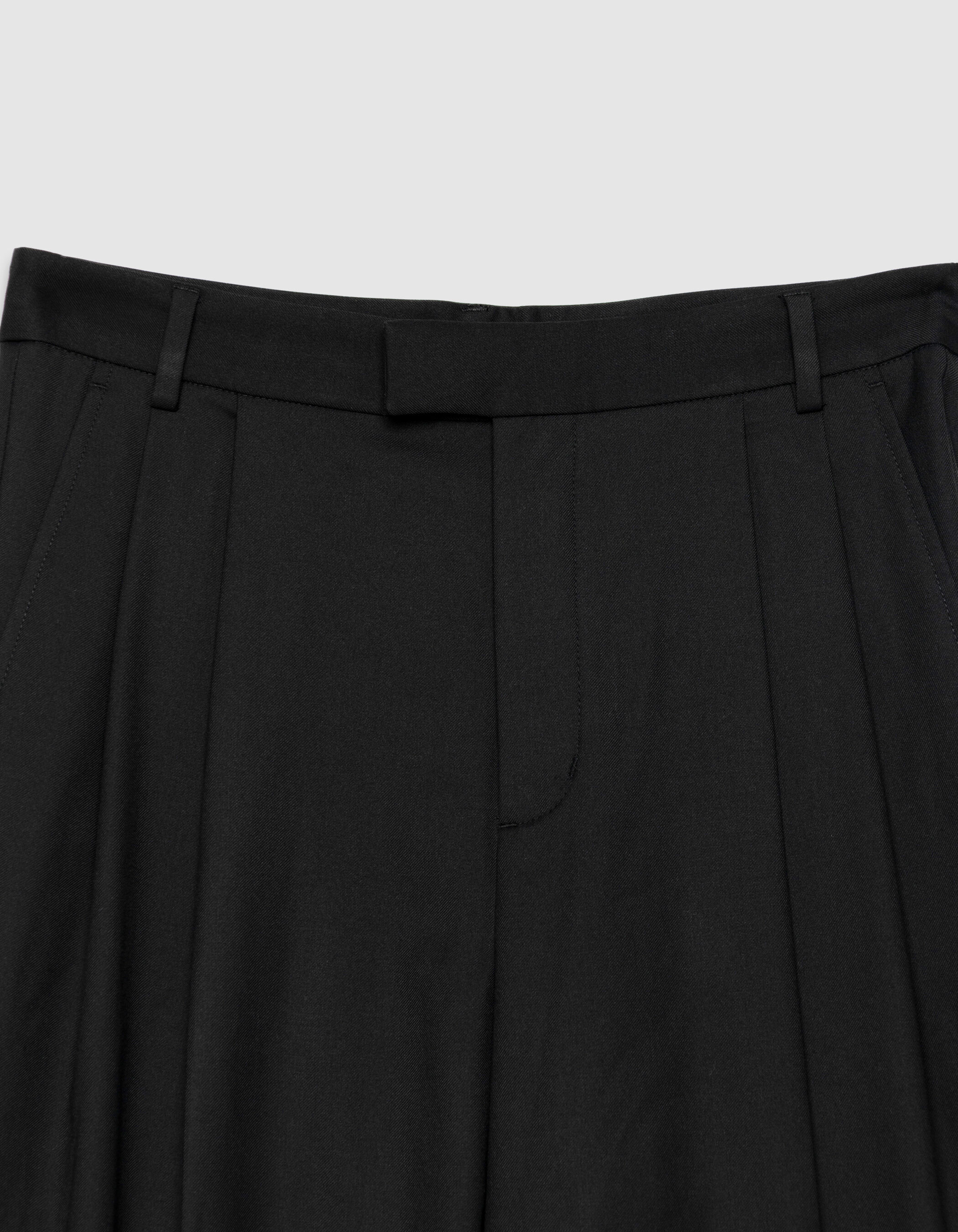 Pantalon noir cropped à revers Femme