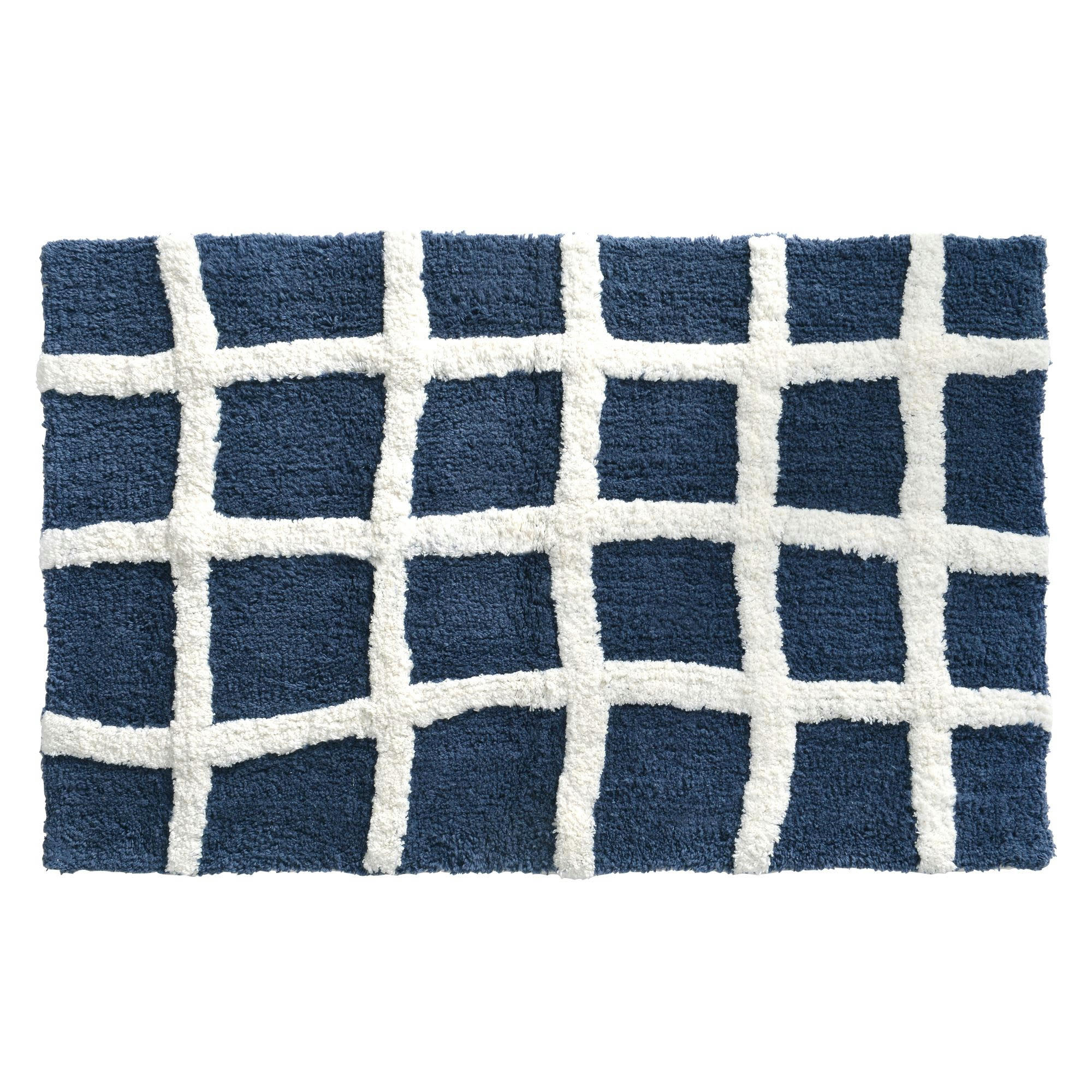 ABYSSALE - Tapis de bain 50x80 bleu marine en coton