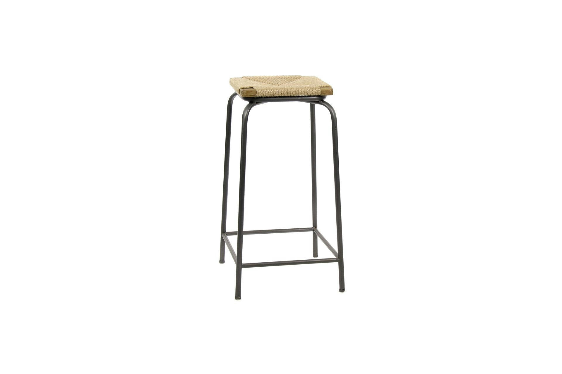 TROQUET - Tabouret en fibres naturelles beige
