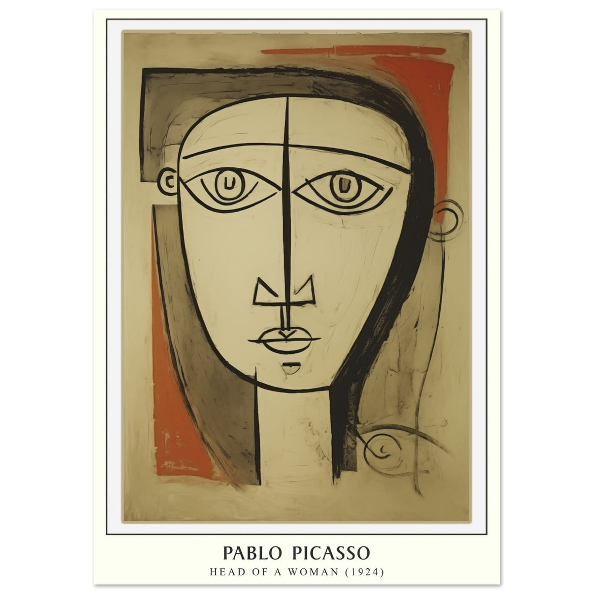 Artfulprints Poster Pablo Picasso - Head of a woman  - A4 21x29.7 cm - Bruin