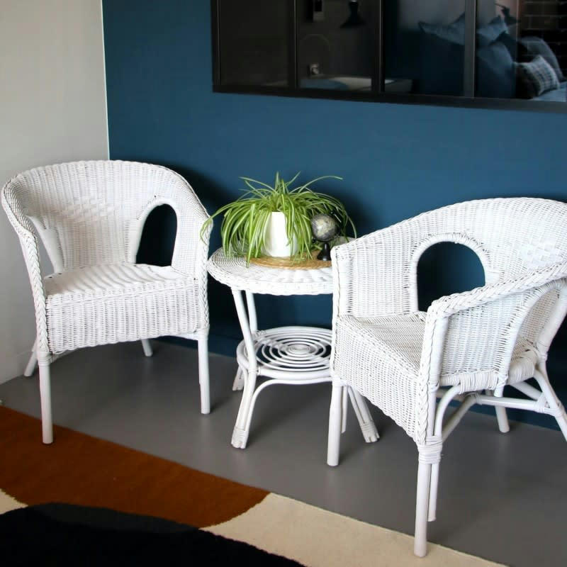 CHRIS - Salon d'intérieur 2 places en osier blanc