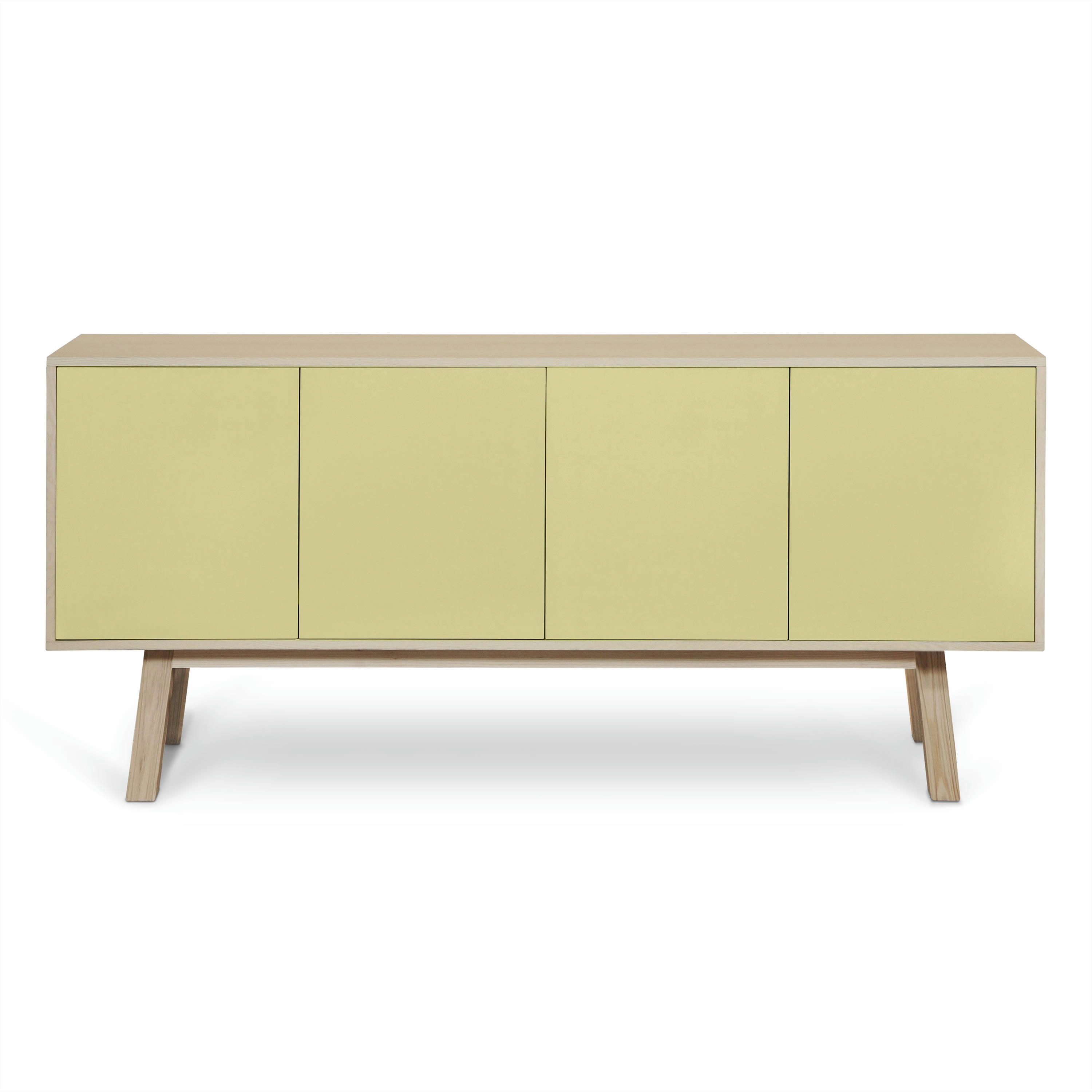 KUBE - Buffet 4 portes en frêne 220 cm, hauteur 94 cm